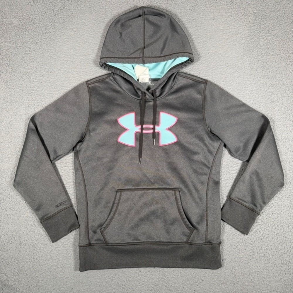 Under Armour Hoodie Womens Large Gray Pullover Tech Fleece Outdoor Casual Logo